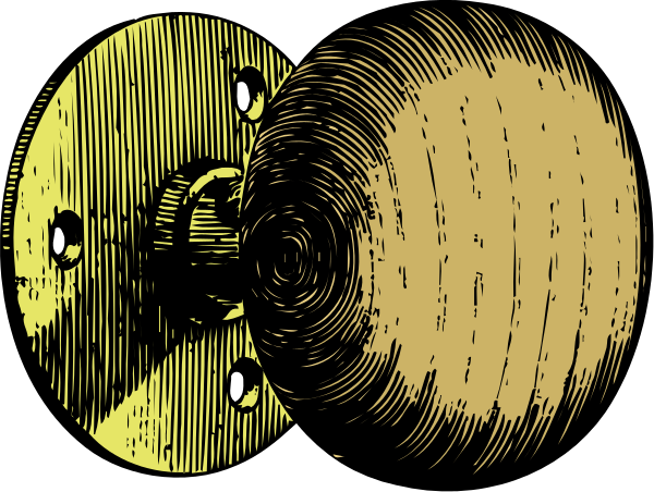 The black and white illustration shows a close up of three gears with different designs on them against an indistinct background that appears to be made from wood planks in various orientations.