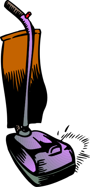 The image shows a closeup of an object that resembles a vacuum cleaner with various attachments on it against a dark background; there is no text present in this clip-art illustration.