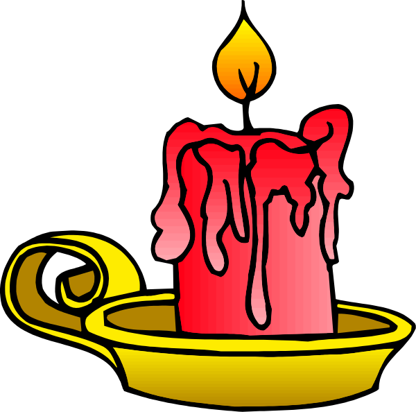 The image shows a candle with melted wax on either side of it inside an open book that is placed within another larger open book.