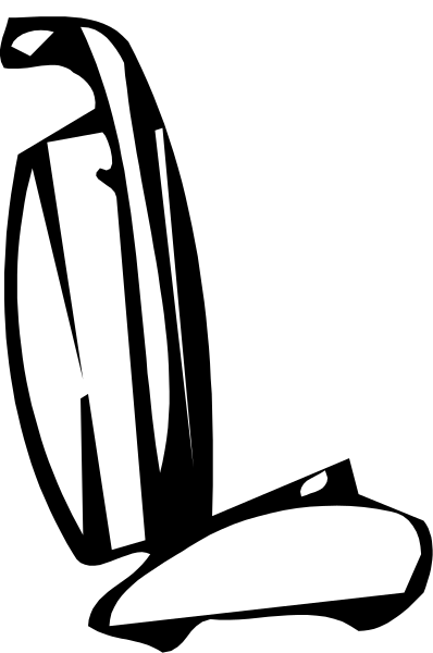 The black and white silhouette of a chair with an armrest on its right side is shown against a dark background in this small clip-art image.