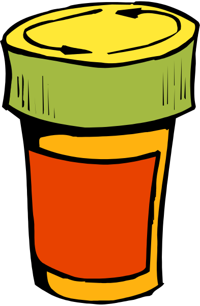 The image shows a cartoon of two cups stacked on top of each other with an arrow pointing between them; there is no text present in this clip-art illustration.