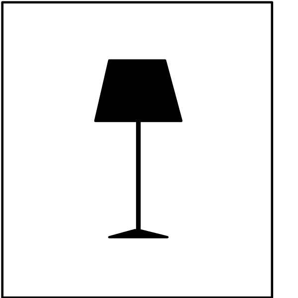 The image shows a black silhouette of an open umbrella on top left corner with two closed ones below it in bottom right corner; between them is a small lamp icon.