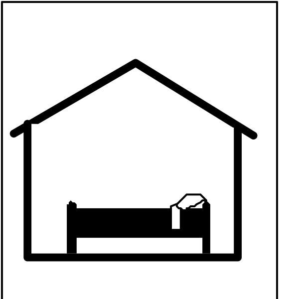 The image shows a black and white illustration of two houses with different symbols above them: on top left is an icon representing sleep (a bed), while on bottom right it's another house symbolizing rest, possibly indicating that one home has been sold to someone who needs more space for their family.