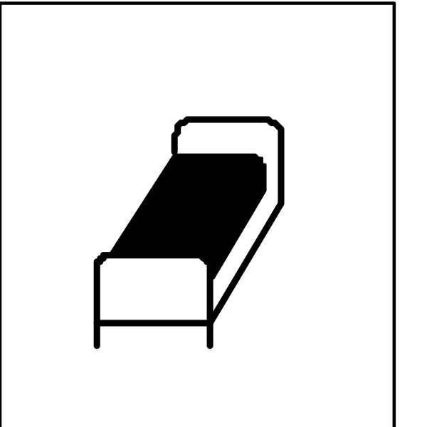 The image shows a simple line drawing of two beds with headboards placed side by side against an unadorned background; there is no text present in this clip-art illustration.