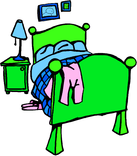The image shows a child's bedroom with an unmade bed covered by clothes, next to which is a nightstand holding two books; on top of it sits a lamp that has been knocked over onto its side and appears damaged. A small stuffed animal rests atop one book. To the right stands a dresser against the wall above which hang three framed pictures in descending order from left to right, depicting what seems like family members or friends; on top of it is another lamp that has been knocked over onto its side and appears damaged as well. A small stuffed