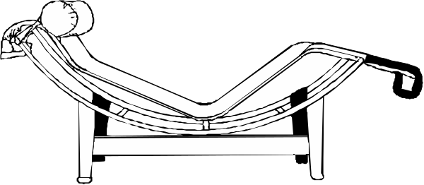 The black and white illustration shows a person lying on their back with legs crossed over each other while holding onto what appears to be an object in front of them that could possibly represent a remote control. They seem relaxed, as if lounging at home during leisure time or watching television from bed.