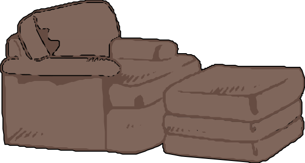 The image shows a brown couch with two cushions on it placed next to three stacks of furniture blocks that resemble sofas in an indoor room against a dark background.