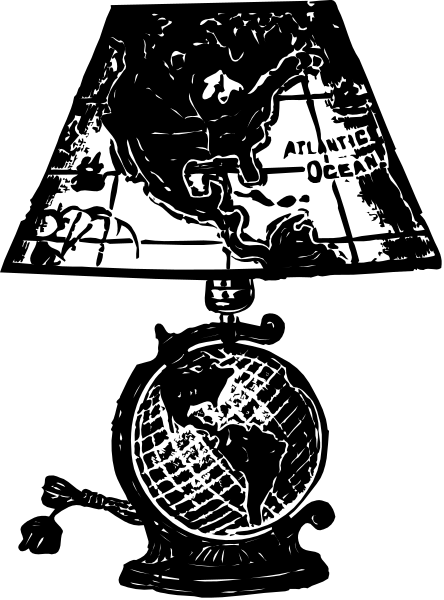 The black and white photo shows two images side by side: on top, a globe with an illustration of Earth; below it is another image featuring what appears to be a map-like representation showing landmasses labeled "Atlantis" at one end and "Earth" at the other.