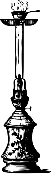 The black and white photo shows a tall vase with intricate designs on it placed against an indistinct background that appears to be striped in color but is monochromatic due to being converted into grayscale for this image.
