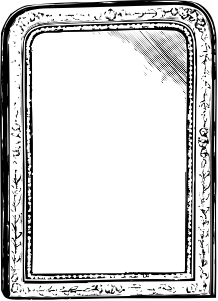 The image shows a black square with white borders that resembles an old photo frame containing nothing inside it.