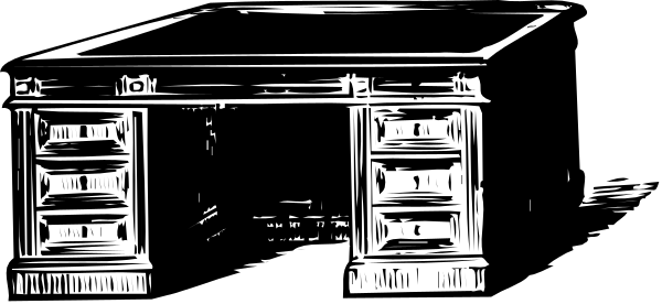 The black and white photo shows a row of filing cabinets with drawers on top against an indistinct background that appears to be inside a building.