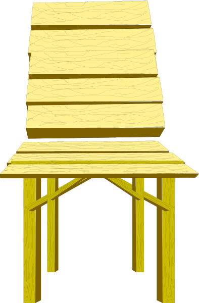 The image shows a simple wooden chair with no arms placed next to an empty desk on what appears to be a plain background without any additional context provided by other elements in the scene.