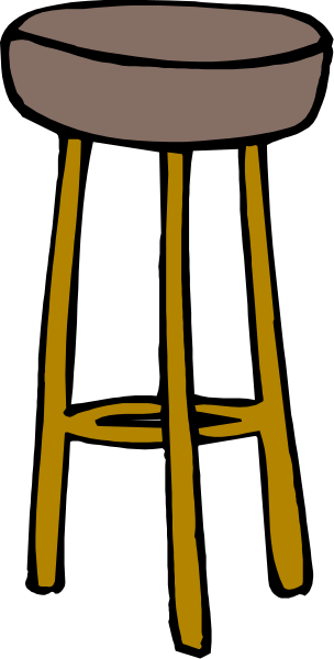 The image shows a cartoon of two bar stools with white towels draped over them against a dark background; there is no text present in this clip-art illustration.