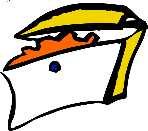 The image shows a black silhouette of an eagle with its wings spread against a white background on top left corner; in bottom right corner there is colorful clip-art depicting two birds flying, one red and blue bird above another yellow and orange bird.