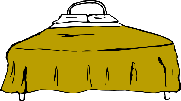 The image shows a cartoon of two beds with blankets on them placed side by side against a black background.