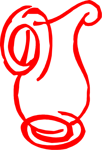 The image shows a red outline of an object that resembles a vase with two handles on either side.