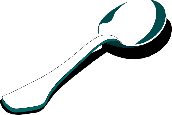 The image shows a spoon with two handles facing each other against a dark background.
