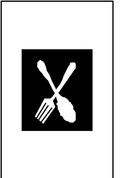 The image shows a black and white icon of an ice cream cone with two scoops on top next to a spoon symbolizing soft serve ice cream.