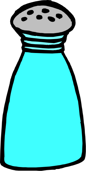 The image shows a blue bottle with an opening on top against a gray background.