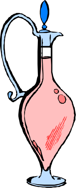 The image shows a vase with two blue candles on either side of it against a dark background.