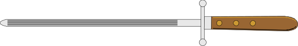 The image shows a sword with two crossed blades against a plain background.