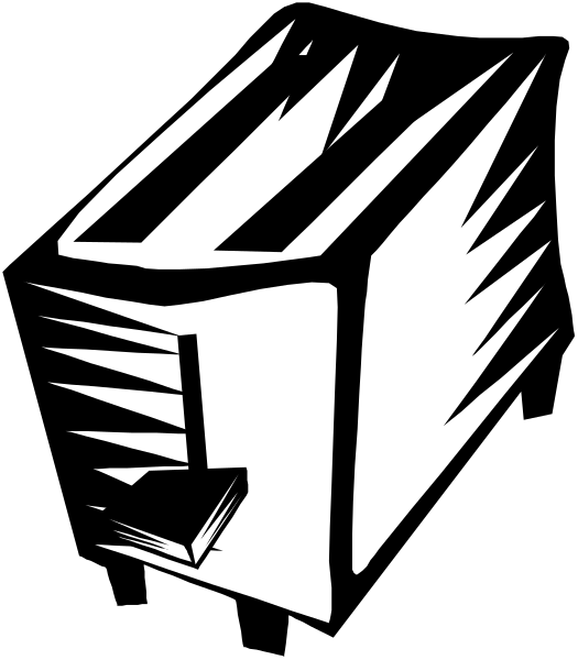 The black and white silhouette of a book with an open spine on top against a dark background.