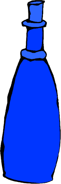 The image shows a blue vase with two handles on either side of it against a gray background.