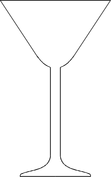 The image shows a black and white graphic of an ice bucket with two martini glasses inside it on top of what appears to be a bar countertop.