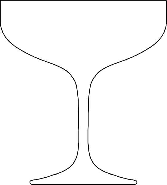 The black and white silhouette of a wine glass with liquid inside it on top of what appears to be an ice cube in front of another similar shape that could represent water or more ice cubes.