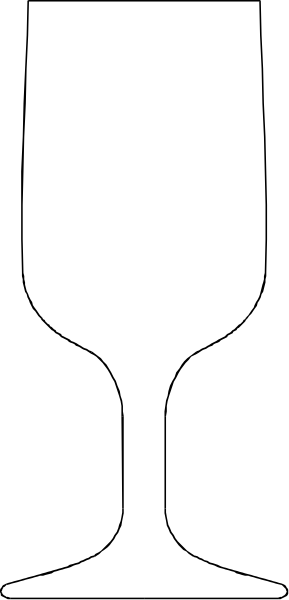 The image shows a glass of wine with two stems on either side against a black background.