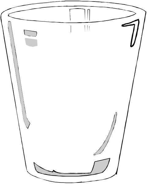 The black and white illustration shows a tall glass cup with two handles on either side of its body.