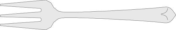 The image shows a black and white illustration of two forks placed side by side with their tines pointing upwards against a gray background.