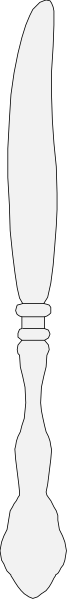 The image shows a knife with its blade pointing upwards on top of what appears to be an open book lying flat against a gray background.