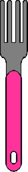 The image shows a fork with two tines on its left side against a gray background.
