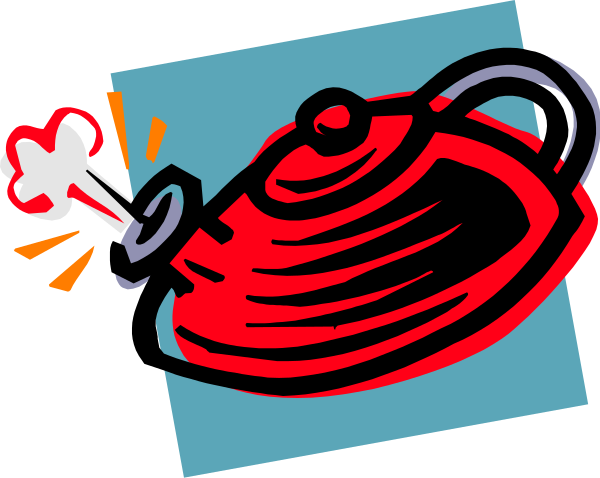The image shows a cartoon of an old fire hydrant with flames coming out from it on top of what appears to be water droplets against a blue background.