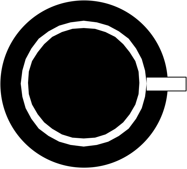 The image shows a black and white logo with two overlapping circles forming an abstract design that resembles a stylized letter "O".