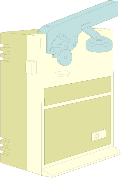 The image shows a yellow printer with paper coming out of it on top of an office desk.