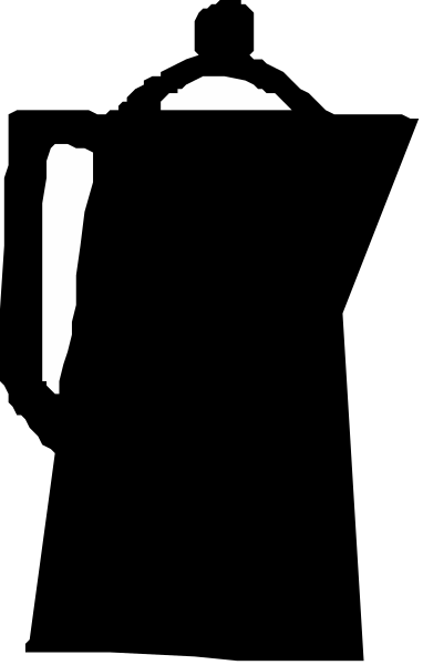 The image shows a black silhouette of an object with two distinct shapes on either side against a gray background.