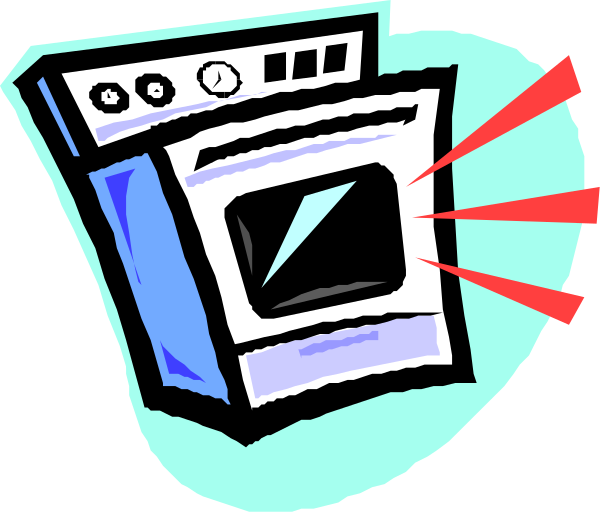 The image shows a cartoon of an oven with its door open inside which is visible through the window on top; there's also a magnifying glass pointing at it from above.