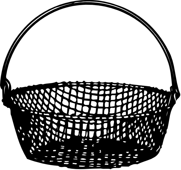 The black and white illustration shows a basket with two holes on top of it placed over an object that resembles a fish tank filled with water.