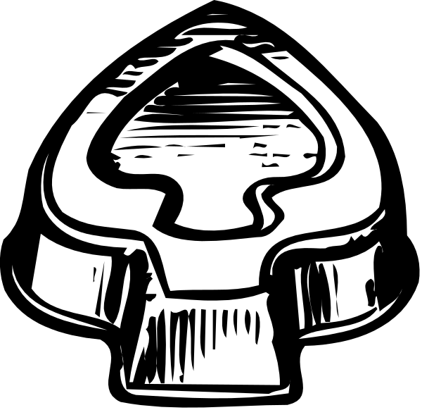 The black and white illustration shows a stylized depiction of an object that resembles a helmet with two openings on either side at its top; it is designed in such a way as to suggest functionality, possibly for protection or use during activities like diving or swimming given the presence of what appears to be goggles.
