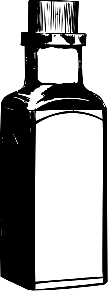 The image shows a bottle of alcohol with its label obscured by another object that is partially visible on either side.