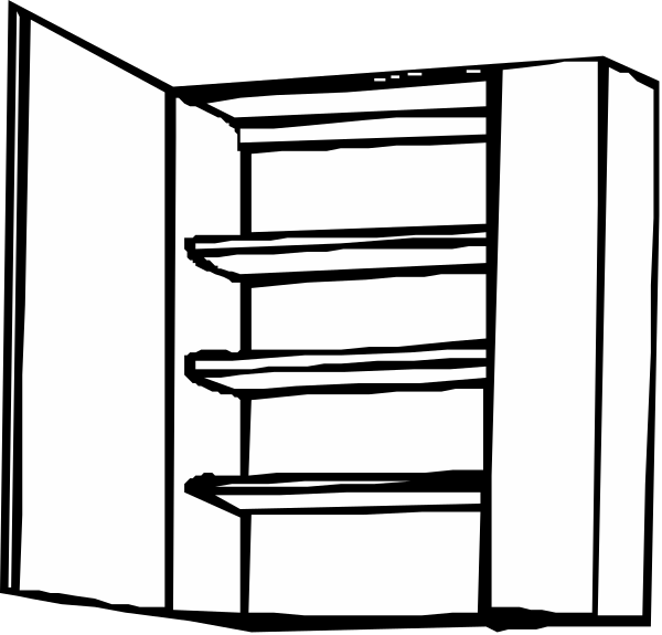 The black and white line drawing shows a simple open book with visible pages inside it on an otherwise plain background.
