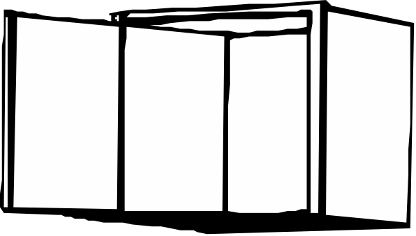 The black and white photo shows a row of three identical doors with windows on top against an indistinct background that could be interpreted as either wallpaper or another type of patterned surface.