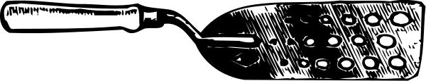 The black and white illustration shows a knife with an intricate handle design that resembles a key chain pattern of circles within squares on its blade side.