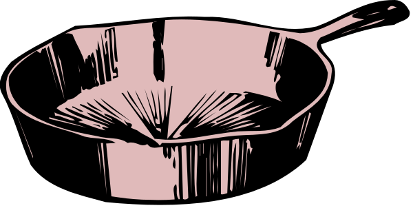 The black and white illustration shows a kitchen scene with two pots on stovetop burners; there is no text present in this image.