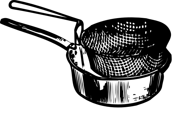 The black and white illustration shows a pot with a lid on top of it placed next to an open book that is lying flat in front of both items.