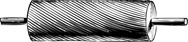 The black and white illustration shows a roll of paper towels with visible lines indicating its texture on top of what appears to be an unidentified object in front of it.