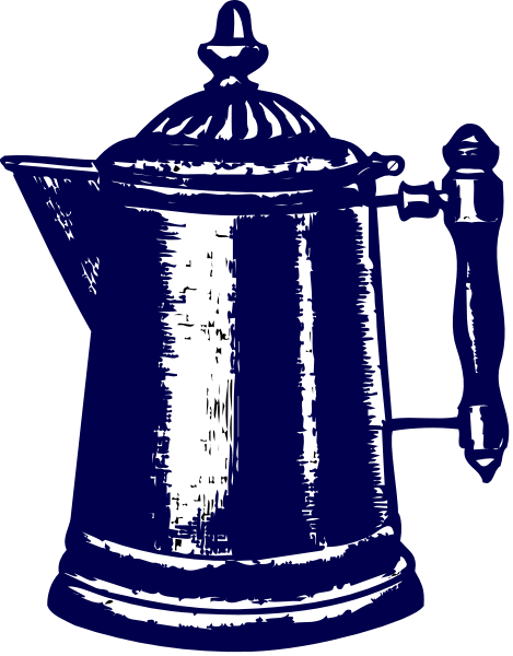 The image shows a blue kettle with two handles on top of it against a white background.