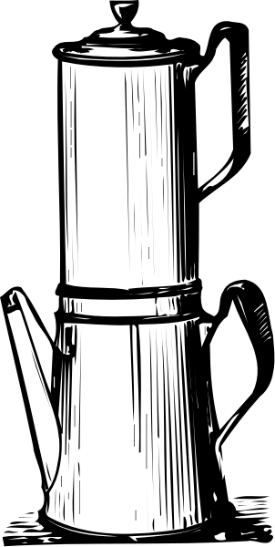 The black and white illustration shows a tall vase with handles on either side placed against a dark background.